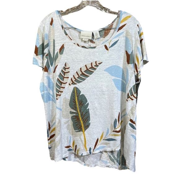 Cynthia Rowley 100% Linen Top Womens Size 1X Floral Lightweight Casual Beachy - Picture 1 of 7
